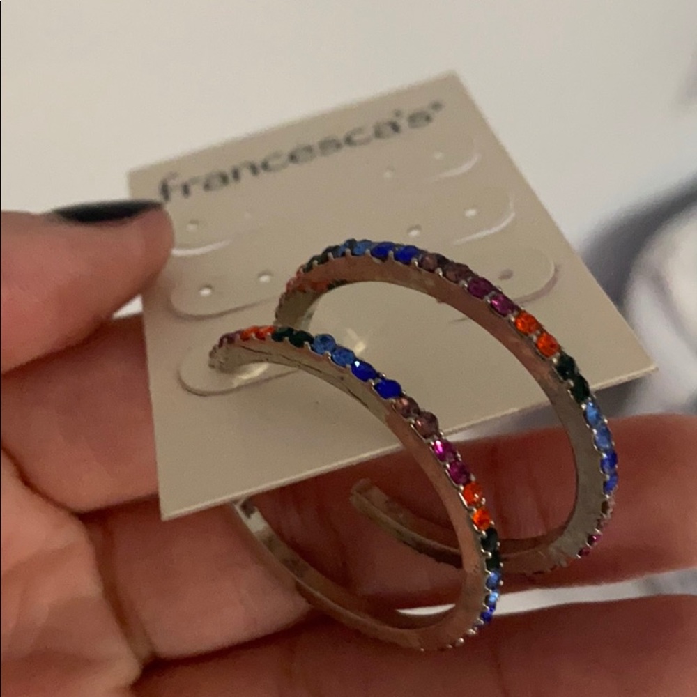 Rainbow diamond hoops